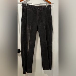 Faconnable Men Size 32 Charcoal Gray Corduroy Pants Cotton Blend Stretch Logo